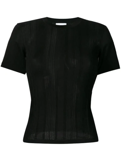 Barrie Short-sleeve Fitted Jumper In Black