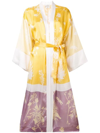 Forte Forte Floral-print Satin Kimono In Yellow