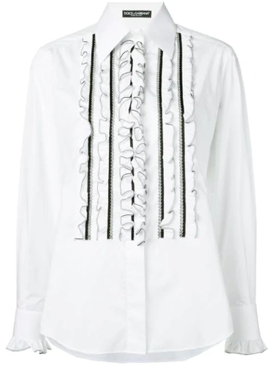 Dolce & Gabbana Ruffle Bib Shirt In White