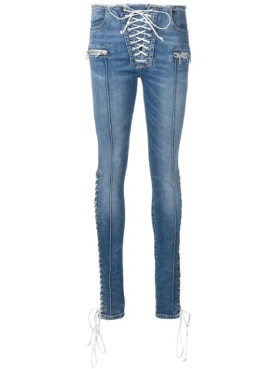 Ben Taverniti Unravel Project Lace-up Detailed Jeans In Blue