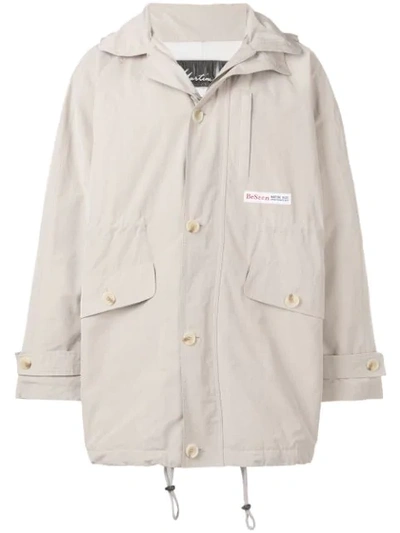 Martine Rose Hooded Padded Parka Jacket In Neutrals