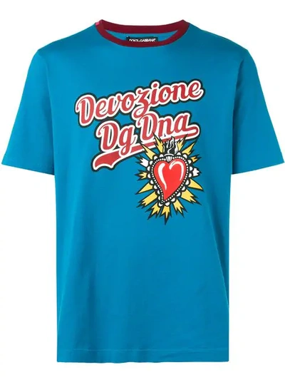 Dolce & Gabbana Heart Slogan T-shirt In Blue