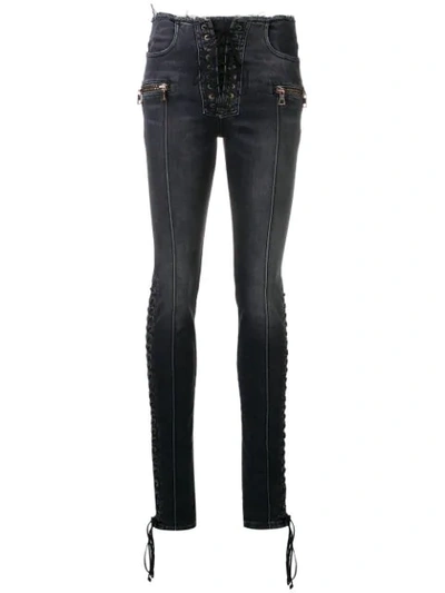 Ben Taverniti Unravel Project Lace-up Skinny Jeans In Black