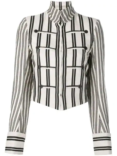 Ann Demeulemeester Striped Print Cropped Jacket In Neutrals