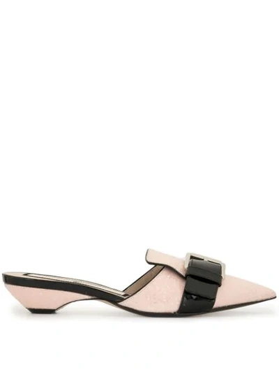 N°21 Pointy Mules With Buckle In Pink