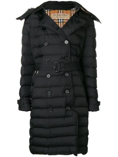 Burberry Puffed Mid-length Hooded Coat In A1189 Black