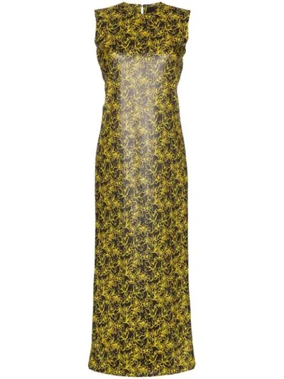 Markoo Floral Print Straight Dress In 115 - Yellow