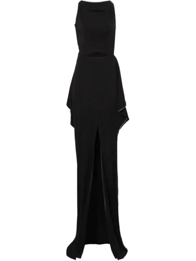 Burberry Crystal Detail Cut-out Stretch Jersey Gown In Black