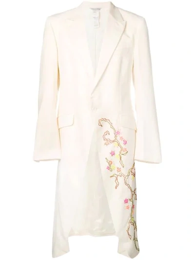 Pre-owned Versace Embroidered Tuxedo Coat In White