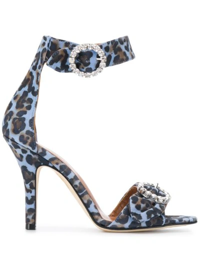 Paris Texas Leopard Print Sandals In Blue