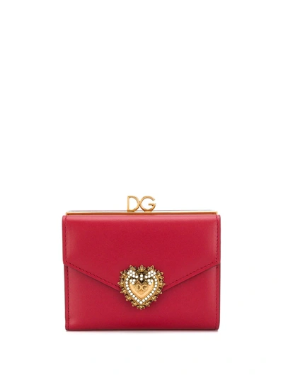 Dolce & Gabbana Embellished Wallet In Red