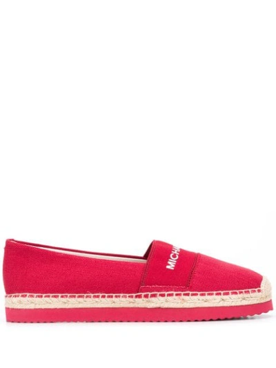 Michael Michael Kors Embroidered Logo Espadrilles In Red