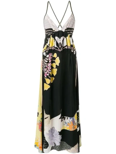 Etro Floral Print Maxi Dress In Black