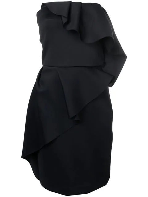 Lanvin Ruffle Bustier Dress In Black | ModeSens