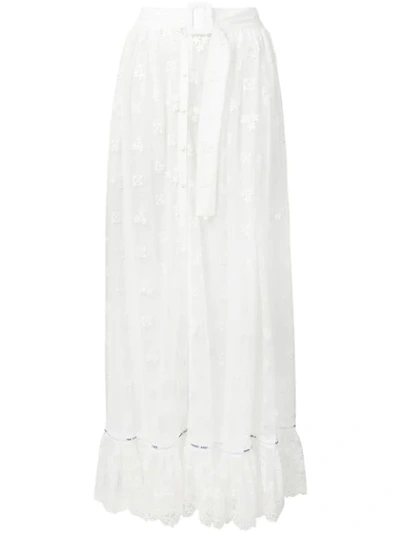 Off-white Belted Maxi Skirt In White