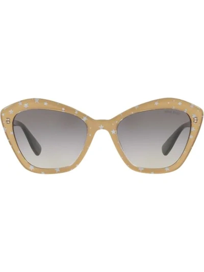 Miu Miu Oversized Sunglasses In Gold