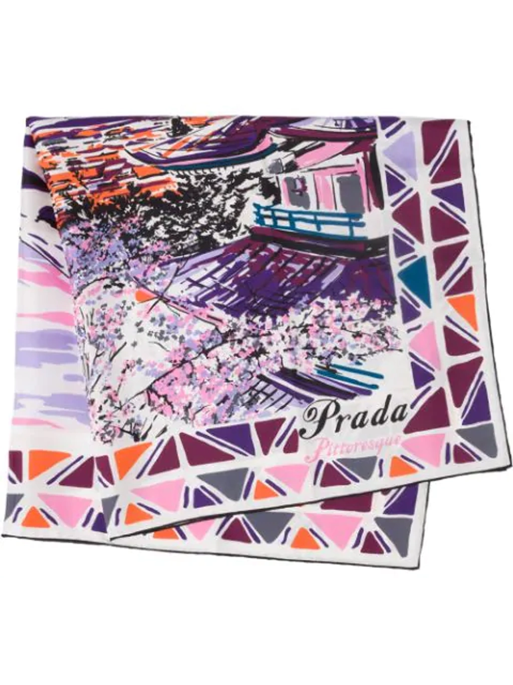 Prada Pittoresque Tokyo Printed Foulard In Purple ModeSens