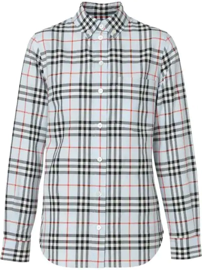 Burberry Button-down Collar Vintage Check Cotton Shirt In Blue