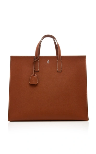 Mark Cross Fitzgerald Textured-leather Tote In Brown
