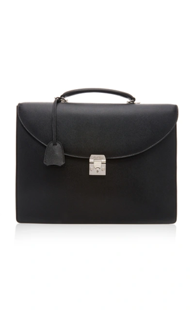 Mark Cross Maddox Textured-leather Briefcase In Black