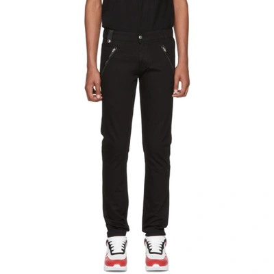 Alexander Mcqueen Leather Patch Pocket Jeans In Black
