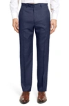 Santorelli Flat Front Twill Wool Dress Pants In Navy