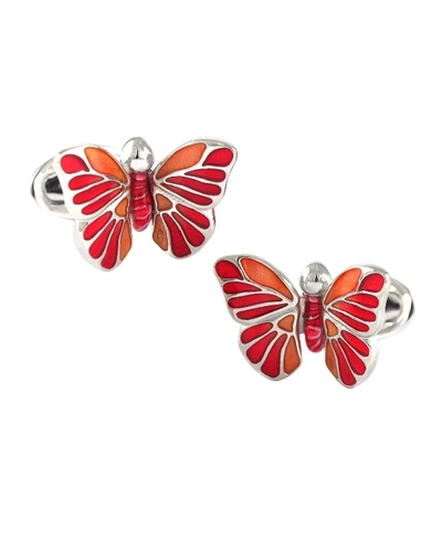 Jan Leslie Enamel Butterfly Cufflinks, Red