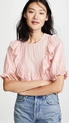 The Great The Ruffle Triangle Short-sleeve Top In Tulip