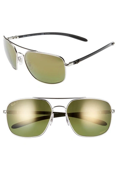 Ray Ban Men's Chromance Mirrored Square Metal Sunglasses In Silver