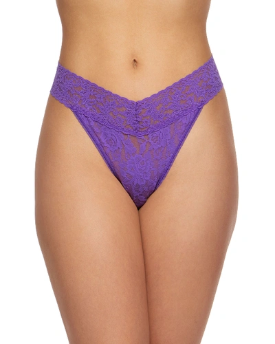 Hanky Panky Stretch Lace Traditional-rise Thong In Light Purple