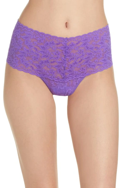 Hanky Panky Retro Signature Lace Thong In Vibrant Violet Purple