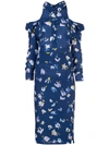 Altuzarra Gathered Cold-shoulder Silk Floral Shirtdress In Dusk