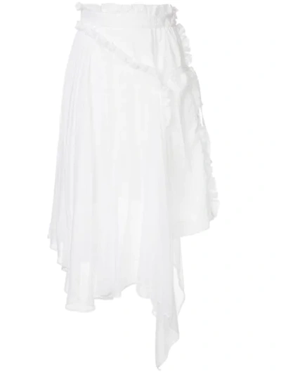 Shanshan Ruan Asymmetric Hem Skirt In White