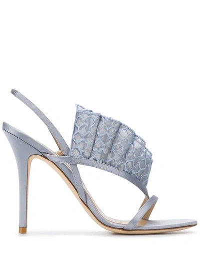 Andrea Mondin Ally Embroidered Fishnet Sandals In Blue