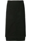 N°21 Asymmetric Midi Skirt In Black