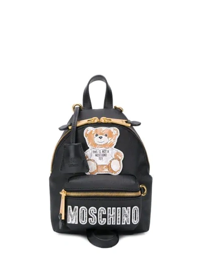 Moschino Teddy Bear Patch Backpack In Black