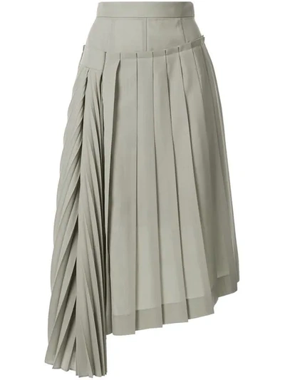 Irene Asymmetric Pleated Skirt - Grey