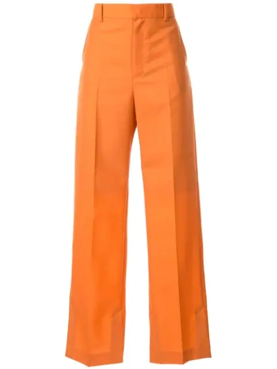 Irene High-waist Pleated Trousers In Orange