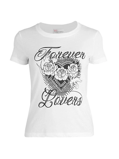 Red Valentino Forever Lovers Graphic T-shirt In White