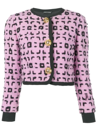 Pre-owned Versace Cropped Bouclé Jacket In Purple