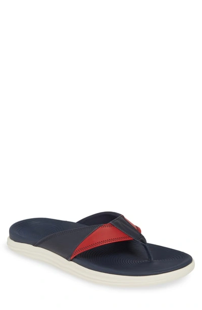 Sperry Top-sider Regatta Flip Flop In Red/ White/ Blue Leather