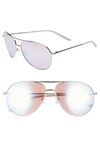 Nike Chance 61mm Mirrored Aviator Sunglasses In Silver/ Violet Gradient