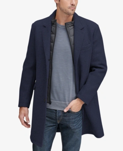 Andrew Marc Cunningham Stretch Wool Top Coat In Navy