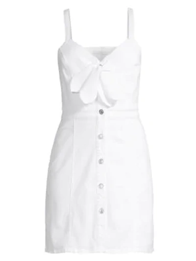 7 For All Mankind Tie-front Dress In White Runway Denim