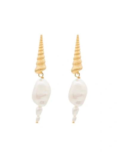 Anni Lu Turret Shell 18kt Gold-plated Drop Earrings In White