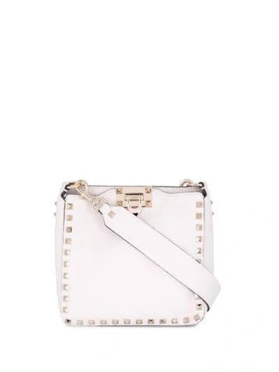 Valentino Garavani Rockstud Mini Hobo Bag In White