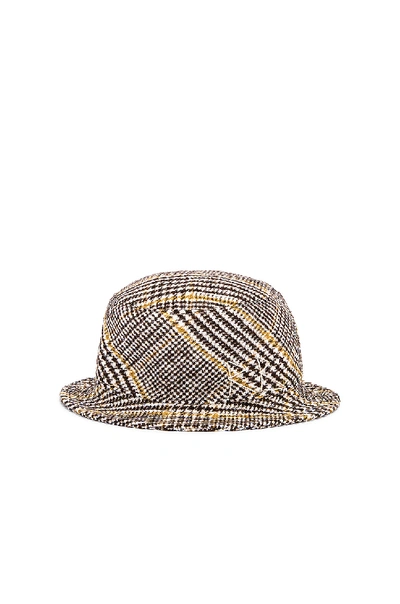 Ruslan Baginskiy Wool Plaid Bucket Hat In Black In Multicolored