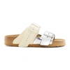 Rick Owens Birkenstock Arizona Leather Sandals In White,silver