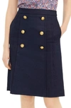 Jcrew Pleat Front Stretch Linen Blend Sailor Skirt In Navy
