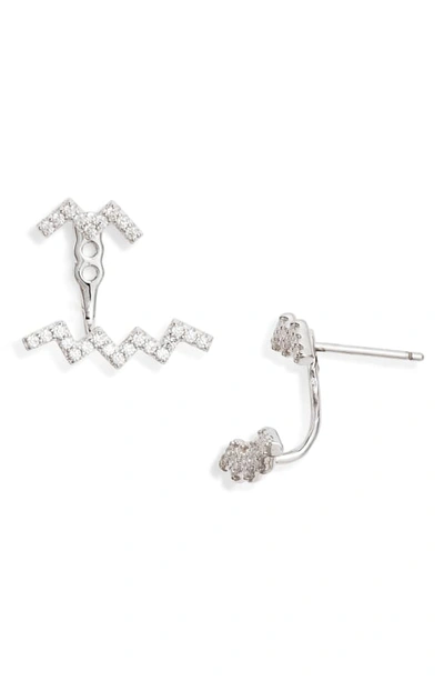 Apm Monaco Up & Down Drop-back Earrings In Silver